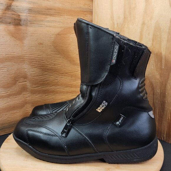 IXS Mens Black Leather Waterproof Motorcycle Boots Size 8.5